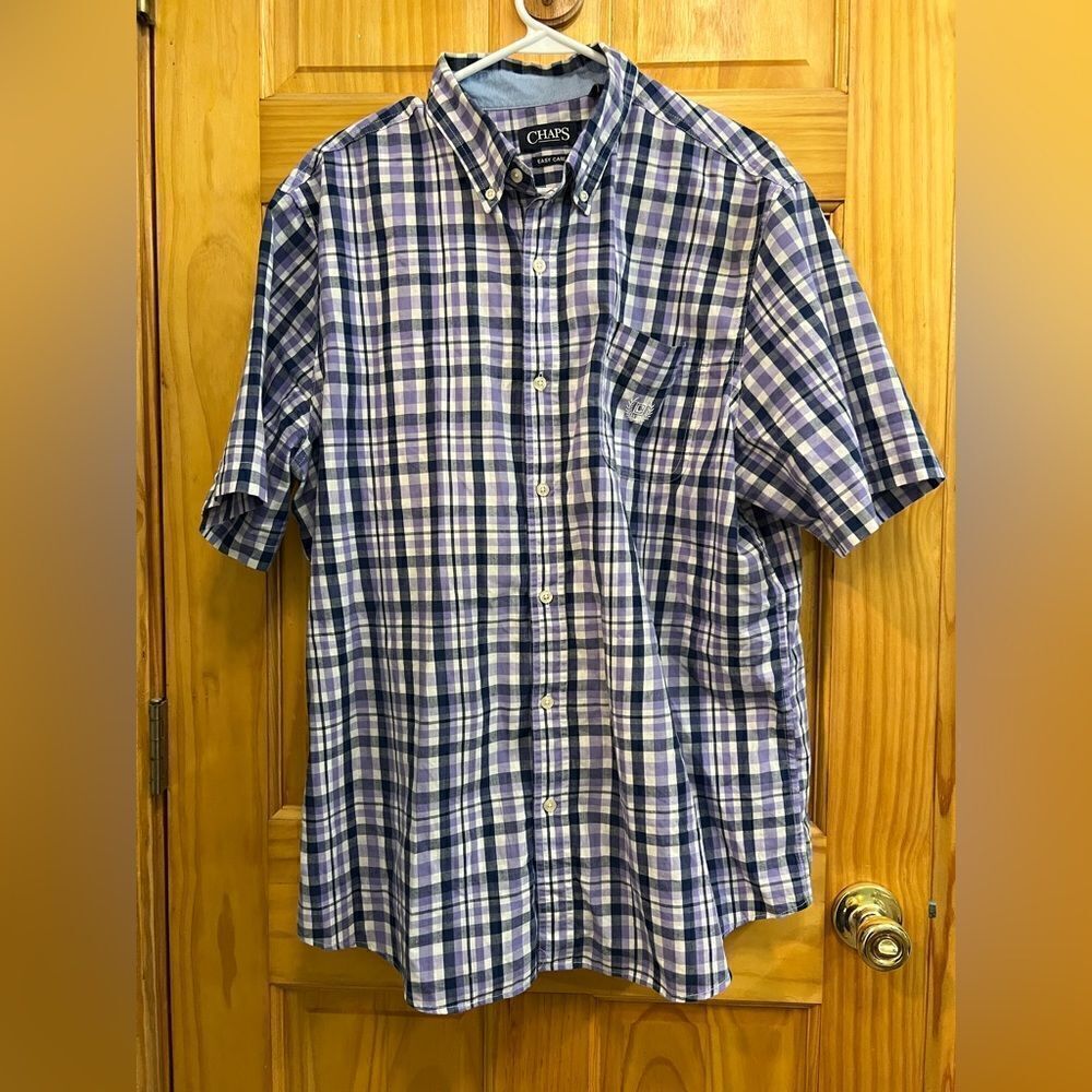Chaps size XL purple plaid shirt sleeve button down shirt